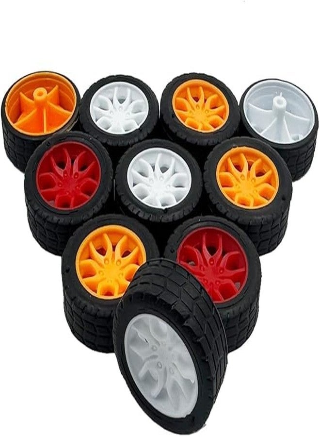 QBM Robotic Wheels, Yellow Rubber, 30mm x 13mm with 2mm Hole, Remote Control Compatible, DIY Robot Car Projects, 1:48 Scale, Ages 8+, (Pack of 4) - Image 1