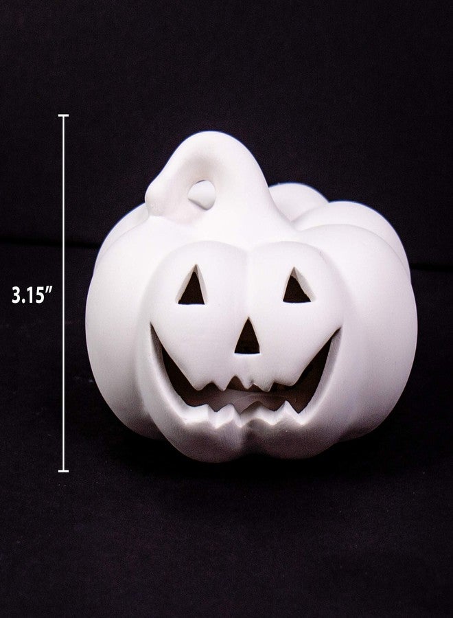 Creative Roots Horizon Group USA Paint Your Own Ceramic Pumpkin, Mini LED Light Up Pumpkin, 3 Acrylic Paint Pots, Mini Paintbrush - Image 4