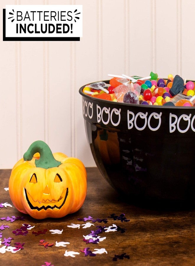 Creative Roots Horizon Group USA Paint Your Own Ceramic Pumpkin, Mini LED Light Up Pumpkin, 3 Acrylic Paint Pots, Mini Paintbrush - Image 3