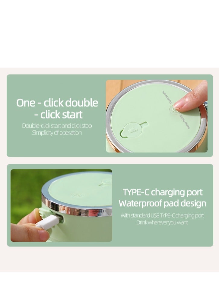 Portable Juicer Cup, Electric USB Rechargeable 350ml Blender Cup with 6 Sharp Blades, Personal Mixer Cup Juicer Bottle with Straw, for Travel Picnic Office Gym (K1 Green 350ml) - Image 5