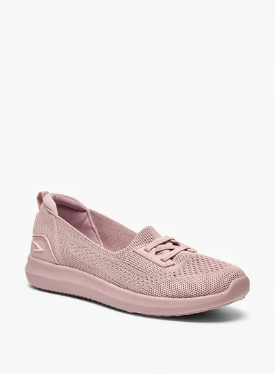 داش Textured Slip-On Sports Shoes with Lace-Up Detail