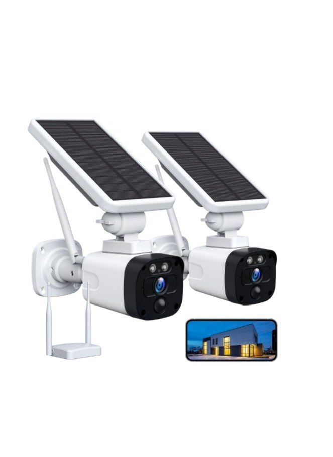 Generic - Camcamp 4MP Wireless Solar WiFi Surveillance Camera Kit, Video Surveillance Kit with 2 x 4MP External Battery, Outdoor Solar Camera, 2-Way Audio, Human Detection, IP65 - Image 1