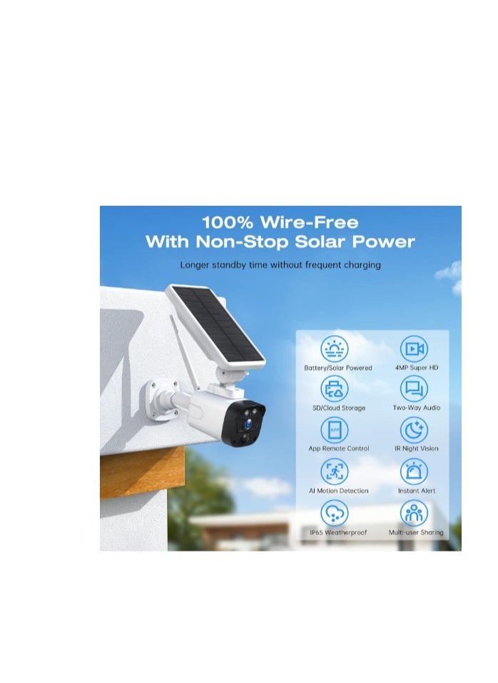 Generic - Camcamp 4MP Wireless Solar WiFi Surveillance Camera Kit, Video Surveillance Kit with 2 x 4MP External Battery, Outdoor Solar Camera, 2-Way Audio, Human Detection, IP65 - Image 1