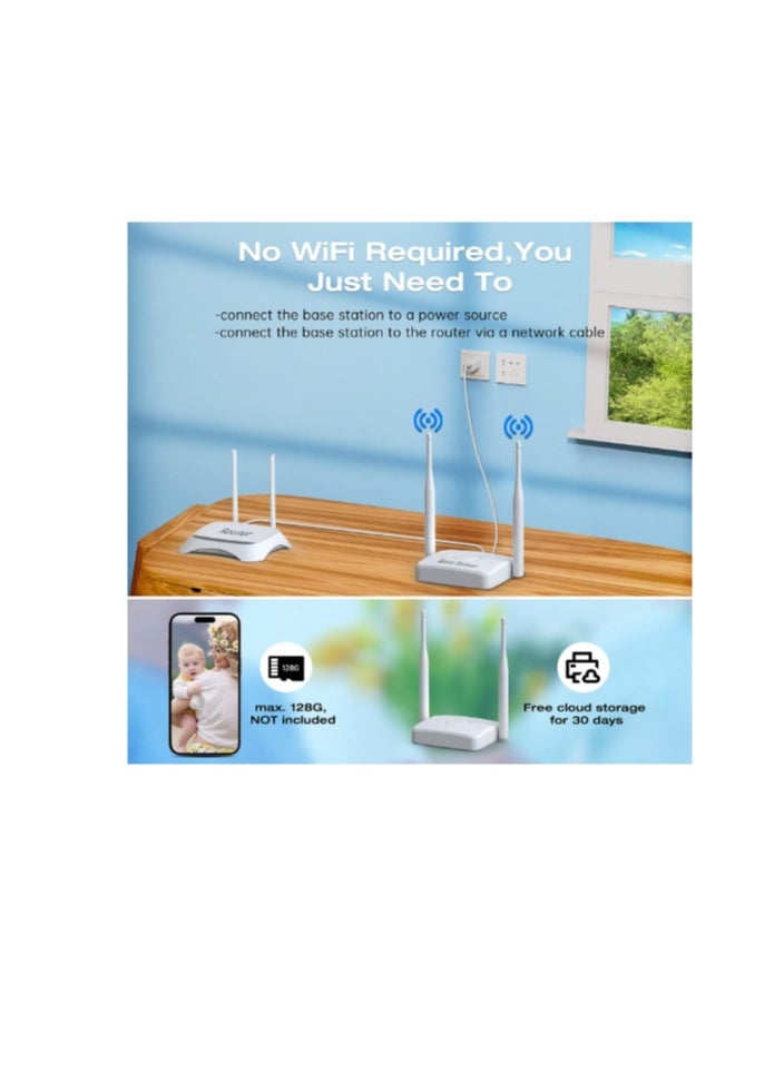 Generic - Camcamp 4MP Wireless Solar WiFi Surveillance Camera Kit, Video Surveillance Kit with 2 x 4MP External Battery, Outdoor Solar Camera, 2-Way Audio, Human Detection, IP65 - Image 1