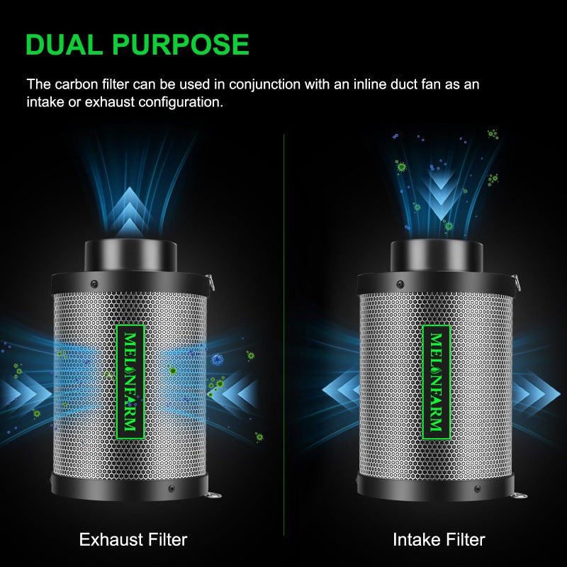 MELONFARM 6" Air Carbon Filter Smelliness Control with Australia Virgin Charcoal, Odor Removal Carbon Filter for Grow Tent, Inline Fan, Hydroponics, Pre-Filter Included, Insulated Flange 6" x 11.8" - Image 5