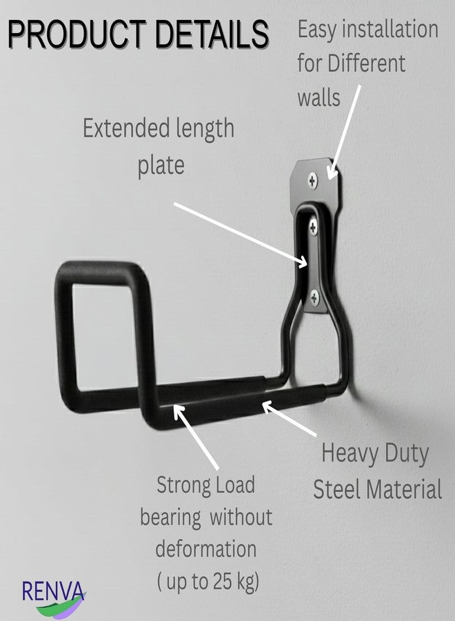 RENVA Water Hose Holder, Heavy Duty Garden Hose Reel Water Hose Holder Universal Hose Hanger Wall Mount Metal Hose Hanger for Garden Hose, Hose Reel, Water Hose Ladder Bicycle (1, Large) - Image 3