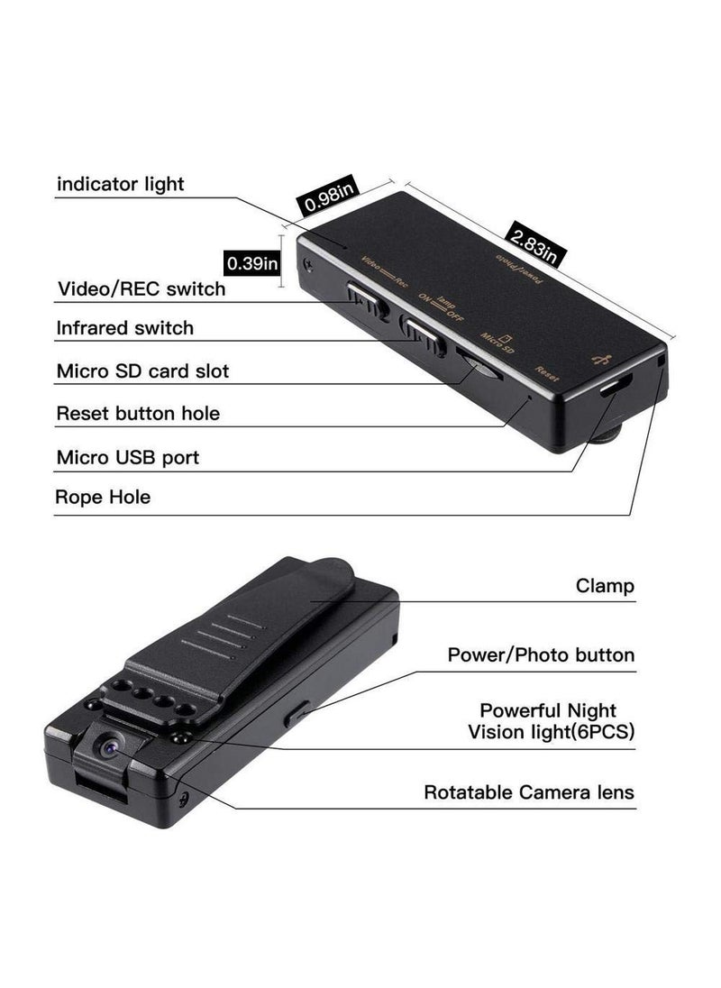 TECHNOVIEW TECHNOVIEW Full HD Portable Camera 1080P Indoor Outdoor Camera Portable Device with Night Vision VideoAudio Recording WearableSecurity Camera for Home Office Meetings Non WiFi  - Image 3