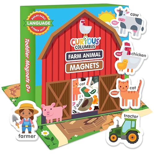 Curious Columbus Fridge Magnets for Toddlers 13 Year Olds Farm Animal Refrigerator Magnets for Kids Baby ABC Learning and Educational Toys from Babies to Preschool