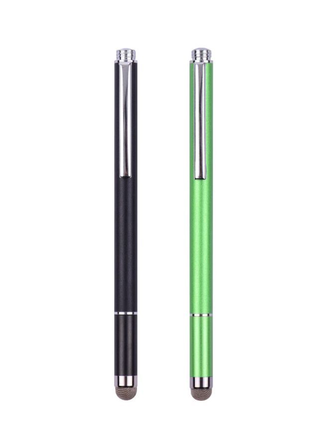 NIBEMINENT 2-Piece Universal 2-In-1 Stylus Pen Black/Green - Image 1
