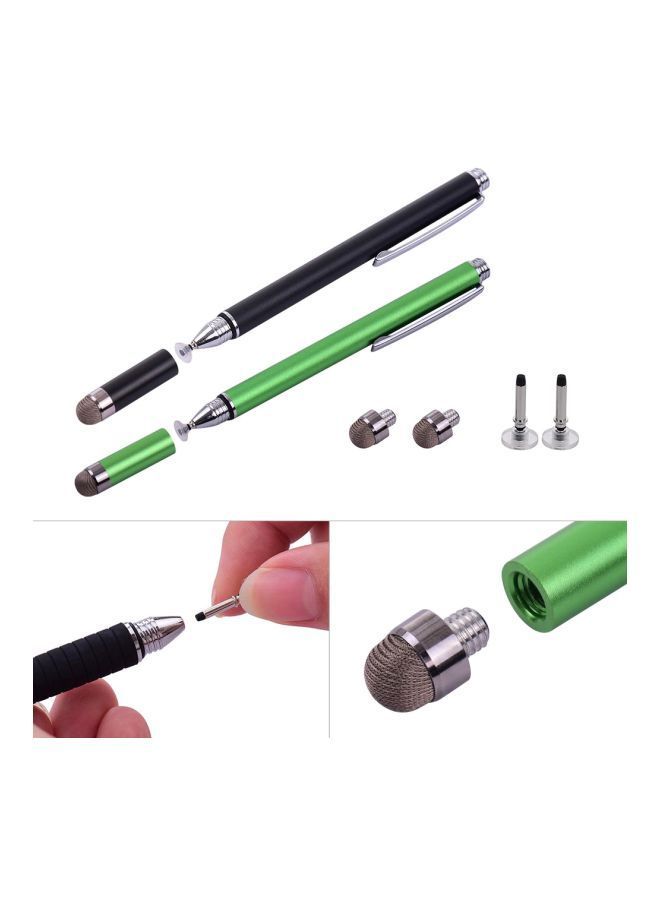 NIBEMINENT 2-Piece Universal 2-In-1 Stylus Pen Black/Green - Image 4