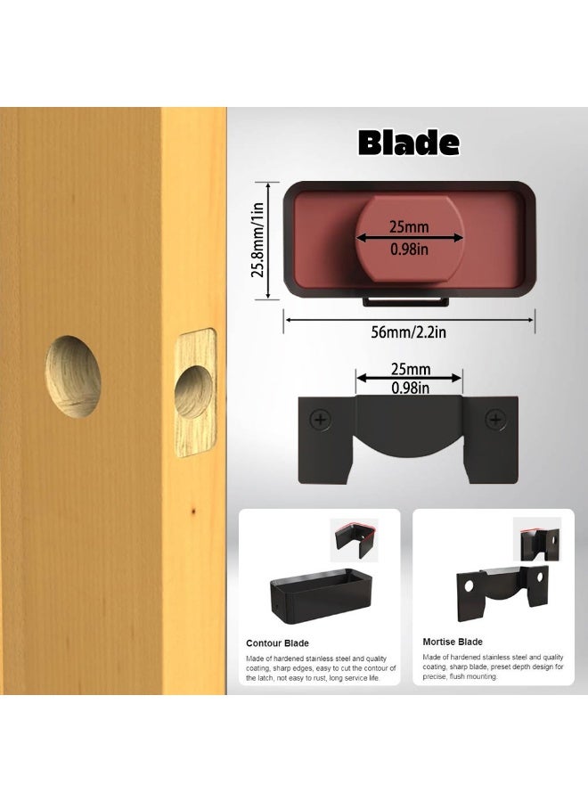 اداة نقر مزلاج الباب، مجموعة تركيب مزلاج الباب بدقة وتحريكه تناسب الباب الخشبي بسمك 1-3/8 انش او 1-3/4 انش، اداة مزلاج الباب لتركيب احترافي نظيف ودقيق - Image 5