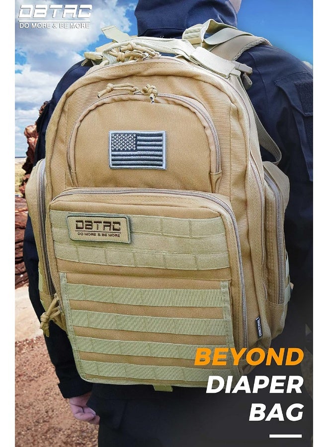 DBTAC Diaper Bag Backpack for Dad, DBTAC Large Baby Nappy Bag for Men w/Changing Mat, Insulated+Wipe Pockets, Stroller Straps, Tan - Image 3