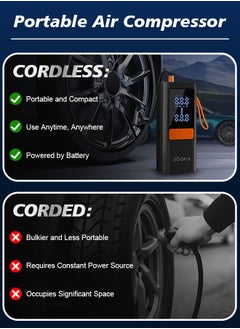 Xoopla Digital Car Tire Inflator , Cordless Portable Air Compressor , Electric Air Pump with 6000mAh/22.2Wh/11.1V Battery Power Bank and Auto Stop Fuction, SOS Emergency LED Light/LCD Screen/4 Nozzle,Cycle Tyre Inflator for Car,Motorcycle,Bicycle,Ball  - Image 3
