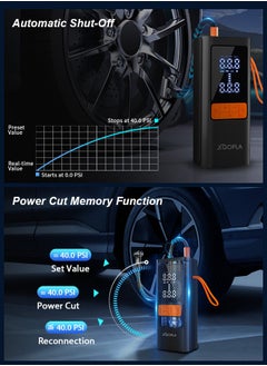Xoopla Digital Car Tire Inflator , Cordless Portable Air Compressor , Electric Air Pump with 6000mAh/22.2Wh/11.1V Battery Power Bank and Auto Stop Fuction, SOS Emergency LED Light/LCD Screen/4 Nozzle,Cycle Tyre Inflator for Car,Motorcycle,Bicycle,Ball  - Image 5
