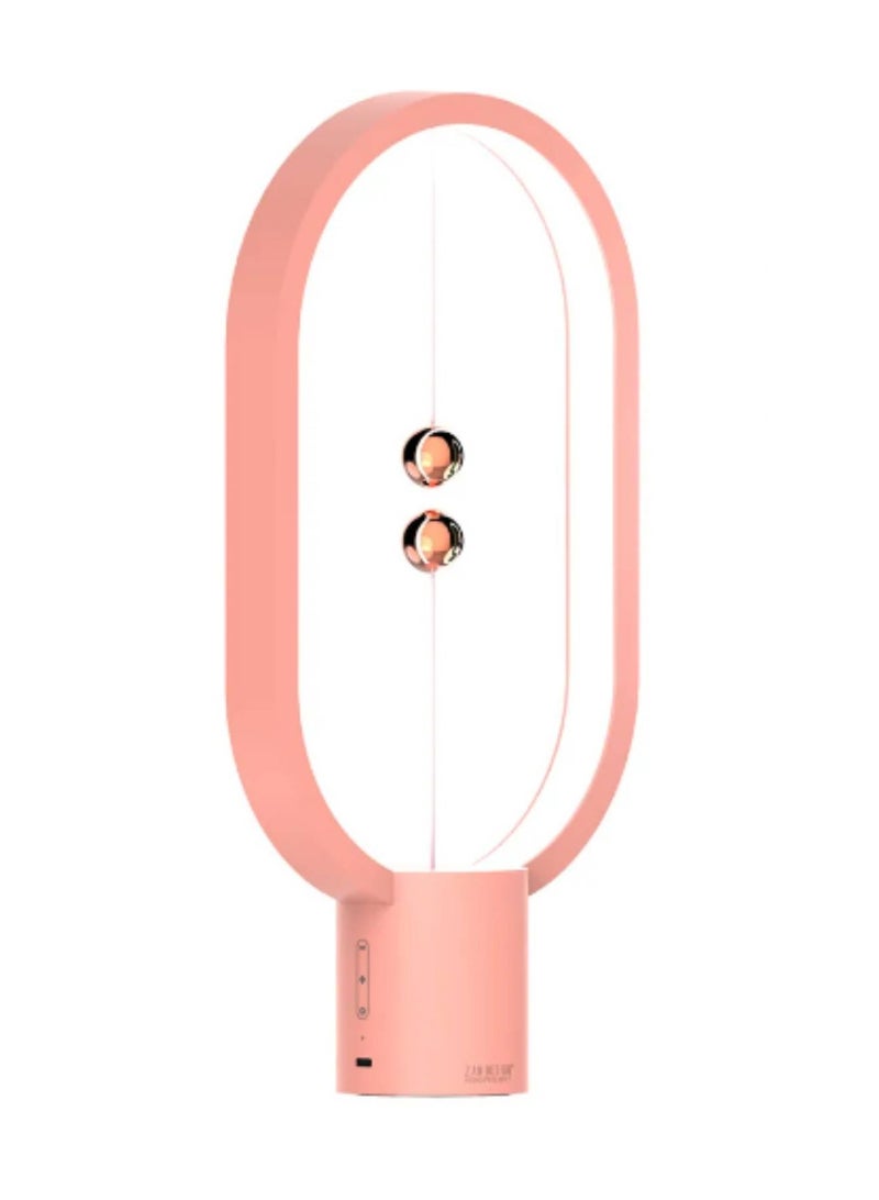 Vitacelli Bedside Lamps Newest USB Powered Mini HENGPRO Ellipse Magnetic Mid-air Switch Night Light Balance LED Table Lamp for Office Home Decor PINK 