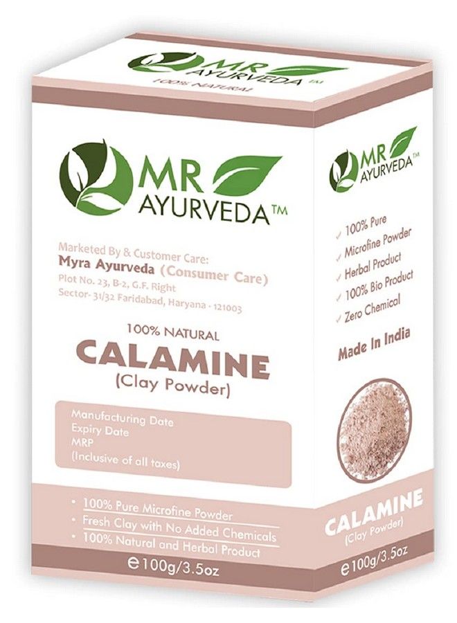 MR Ayurveda مسحوق طين الكالامين العضوي بنسبة 100%؛ مجموعة للعناية بالبشرة الطبيعية مكونة من قطعتين (200 جرام) - Image 5