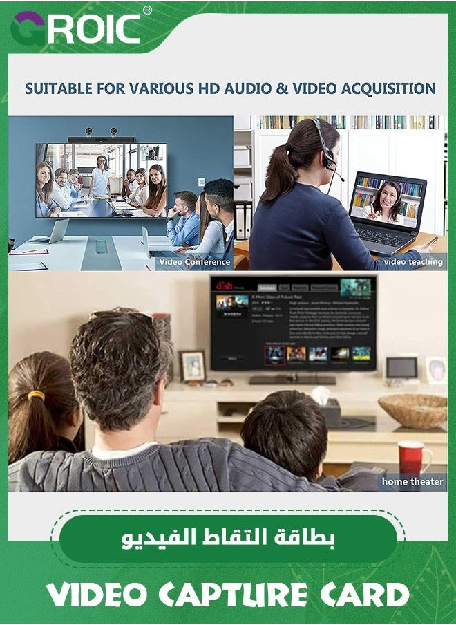 GROIC - Video Capture Card, HDMI to USB C 1080p Type Game for Editing Video/Games/Streaming/Online Teaching - Image 1