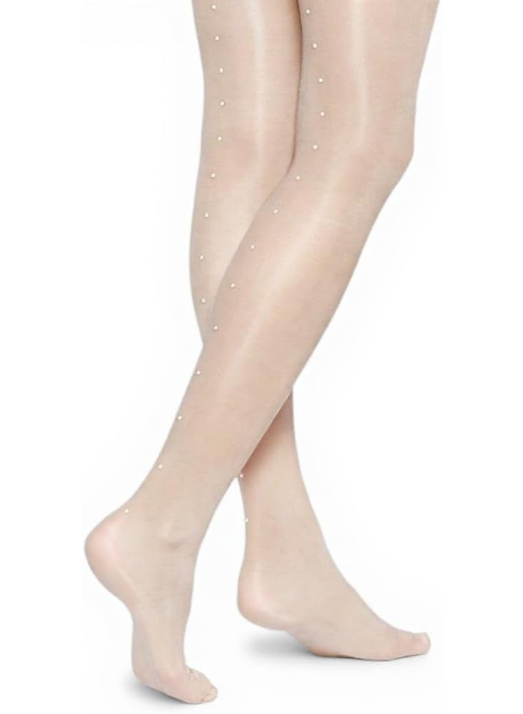 Crystal sheer tights embroidered with rhinestones, 25 denier, polyamide and Lycra