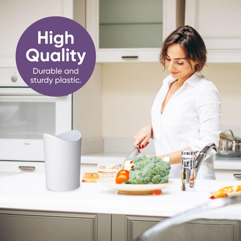 Superio Small Bathroom Trash Can with Lid, Modern White Mini Waste Bin with Swing Lid (1 1/2 Gallon, 6 Liter) Plastic Garbage Can for Kitchen, Bathroom, Bedroom, Office, Under Desk (2, White) - Image 4