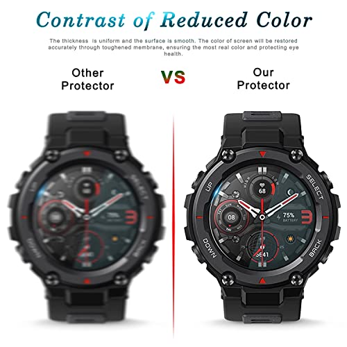 Diruite Suoman 4-Pack for Amazfit T-Rex 2 Screen Protector, [Anti-Scratch] 2.5D 9H Hardness Ultra-Thin Tempered Glass Screen Protective Film - Image 5