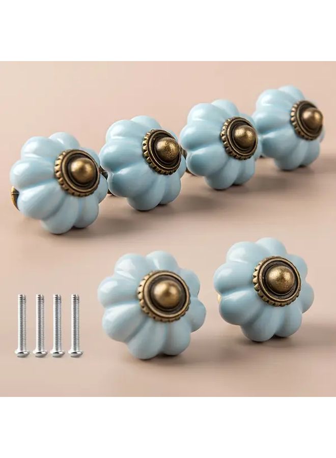Modern Light Blue Cabinet Knobs And Drawer Pulls 6 Pack Polished Zinc Alloy Hardware - Image 1