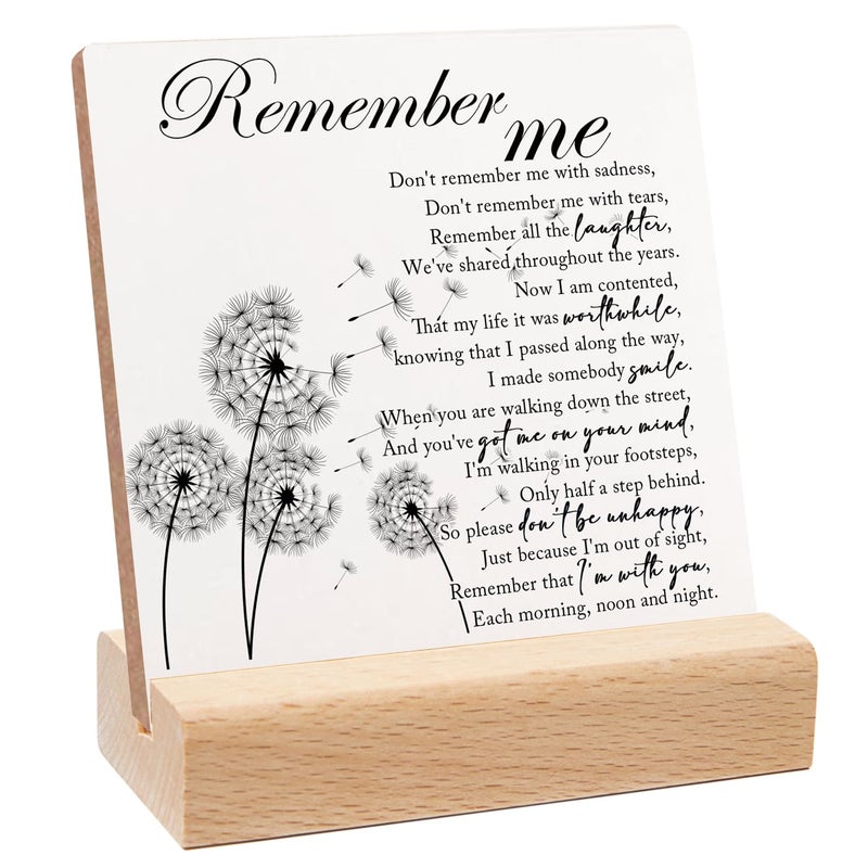 Xendelow Memorial Gift, Loss of Loved One Loss of Family Member Bereavement Gifts, Remember Me Wood Sign With Wooden Stand, Sentimental Decor Sign Plaque, Sympathy Gifts for Home Table Decorations - Image 1