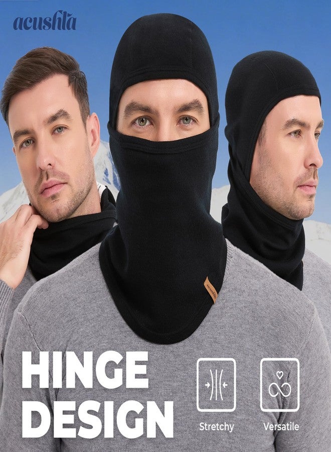 ACUSHLA 100% Merino Wool Balaclava for Men & Women - Winter Ski Mask Thermal Cold Weather Gear Knit Warm Face Mask for Motorcycle Running Snowboarding Fishing, Black - Image 4