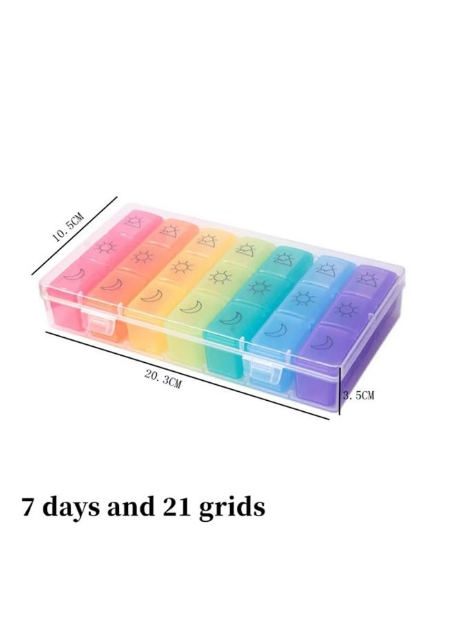 7-Day Pill Organizer with 21 Compartments - Rainbow Weekly Medicine Organizer (Morning, Noon, Evening) - Durable & Lightweight - Image 5