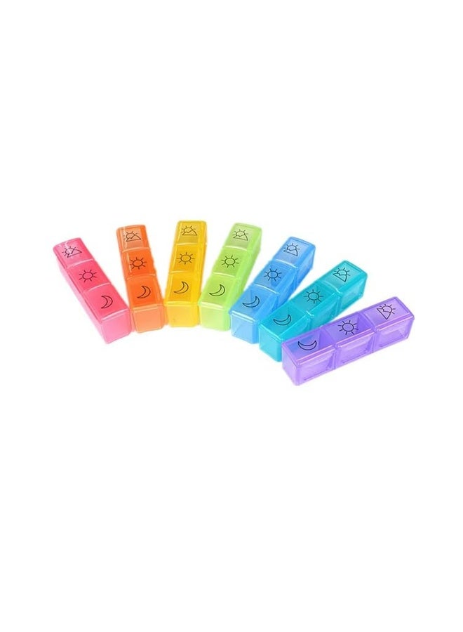 7-Day Pill Organizer with 21 Compartments - Rainbow Weekly Medicine Organizer (Morning, Noon, Evening) - Durable & Lightweight - Image 2