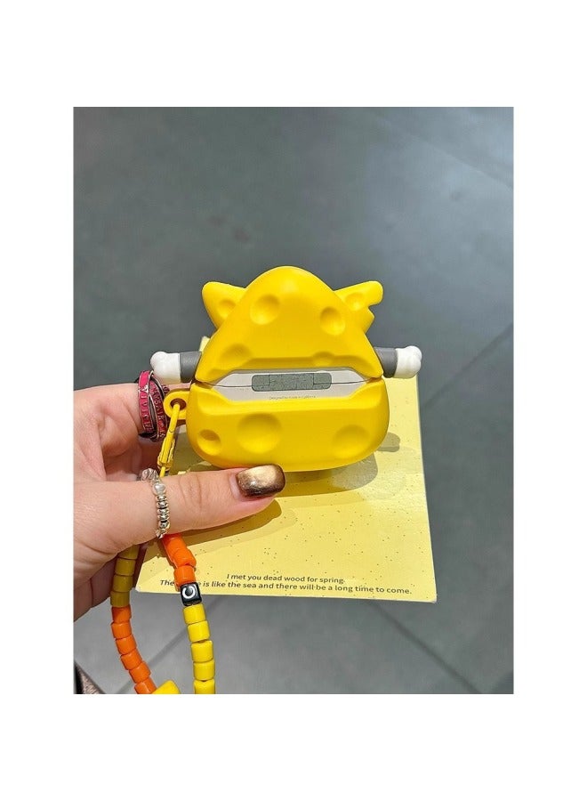 Loquat Cute Funny Cheese Jerry Mouse Airpodspro2 Silicone Protective Cover 3 Generation 4 Headset 1/2 Generation-Color:Cheese Jerry Mouse (single Shell)-Model:AirPodspro2  - Image 4