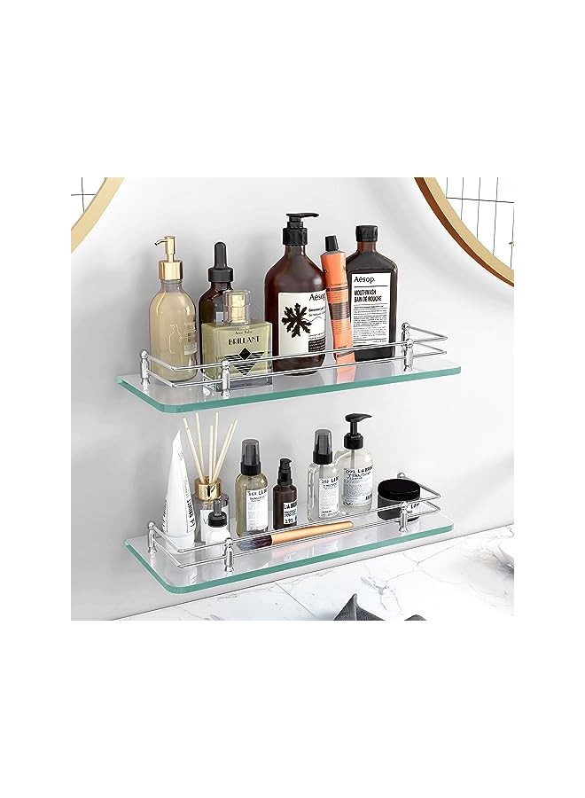vesus Premium Transparent Glass Shelf for Bathroom/Kitchen/Living Room - Bathroom Accessories (Polished 12x6 - Pack of 2) - Image 2