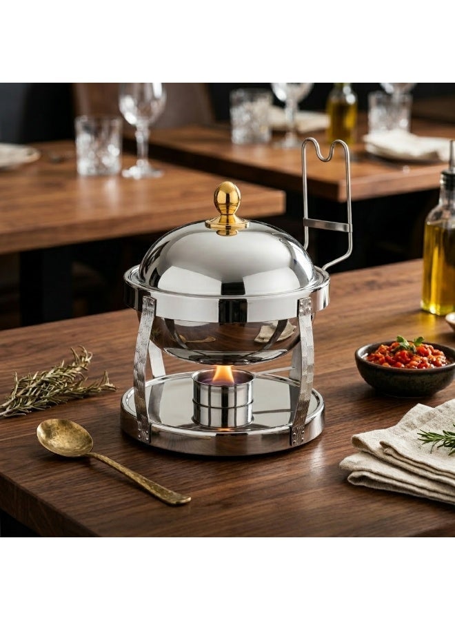 Maxima Round Stainless Steel Chaffing Dish with Lid 4 Liter - Image 1