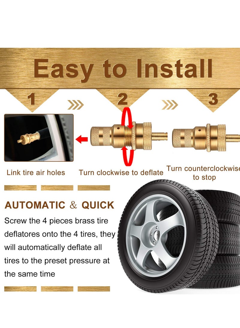 طقم تفريغ الإطارات الأوتوماتيكي 6-30 PSI، ملحقات تفريغ الإطارات للطرق الوعرة لجيب، سيارة، شاحنة، دراجة نارية، وإطارات ATV (5 قطع) - Image 3