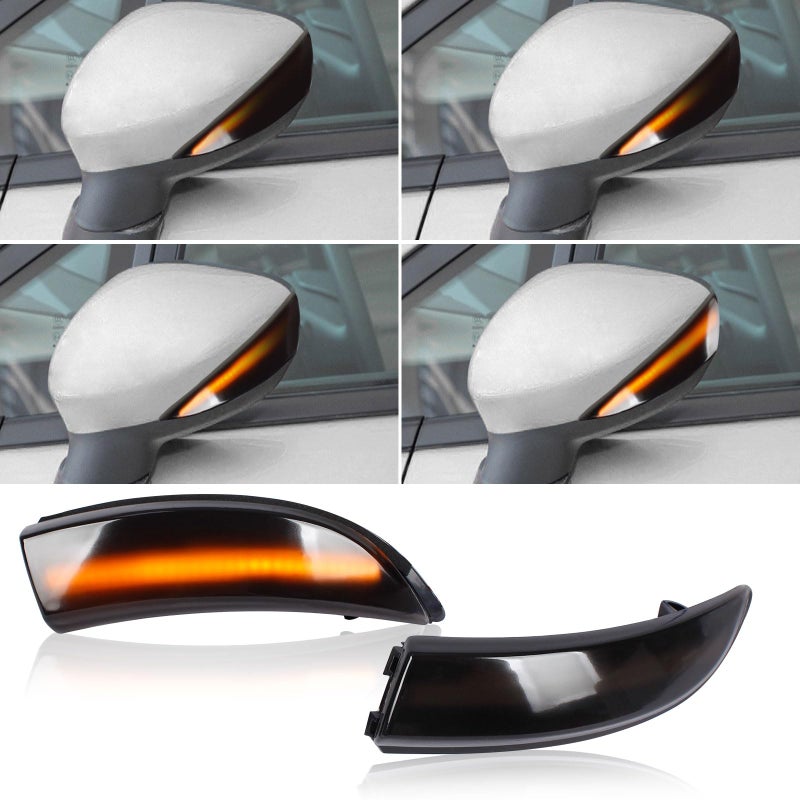 doiplent 2pcs Side Mirror Turn Signal Lights for Ford Fiesta ST MK7 BMax 20082017 Replacement 17483131748314 Sequential Dynamic Mirror Turn Signal Lights AssemelySmoked Lens