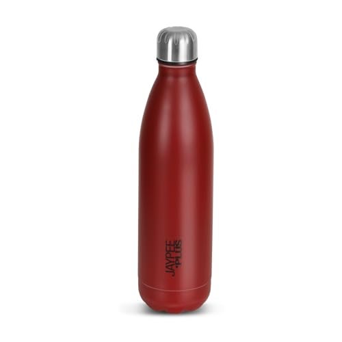 Jaypee Plus Alpha Vaccum Insulated Double Wall Thermosteel Flask 750 ml Water Bottle ISI Certified 24 Hours Hot and Cold Water Bottle for School,Office,Gym, Leakproof, Rustproof Steel Bottle,Cherry - Image 1