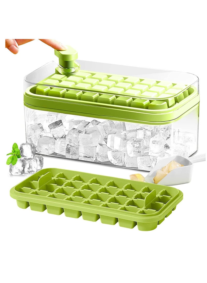 Generic - Ice Cube Tray with Lid and Bin, 2 Pack for Freezer, One Button Press 64 Pcs Ice Cube Mold - Image 1