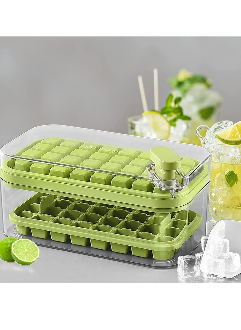 Generic - Ice Cube Tray with Lid and Bin, 2 Pack for Freezer, One Button Press 64 Pcs Ice Cube Mold - Image 1