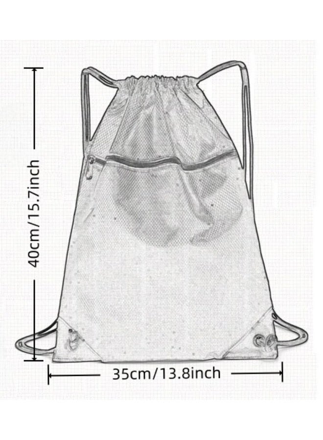 Waterproof Drawstring Backpack - Durable Gym Sackpack for Sports, Hiking, Travel & Camping | Basketball, Swim Bag with Zipper Pocket & Thick Shoulder Straps - Image 2