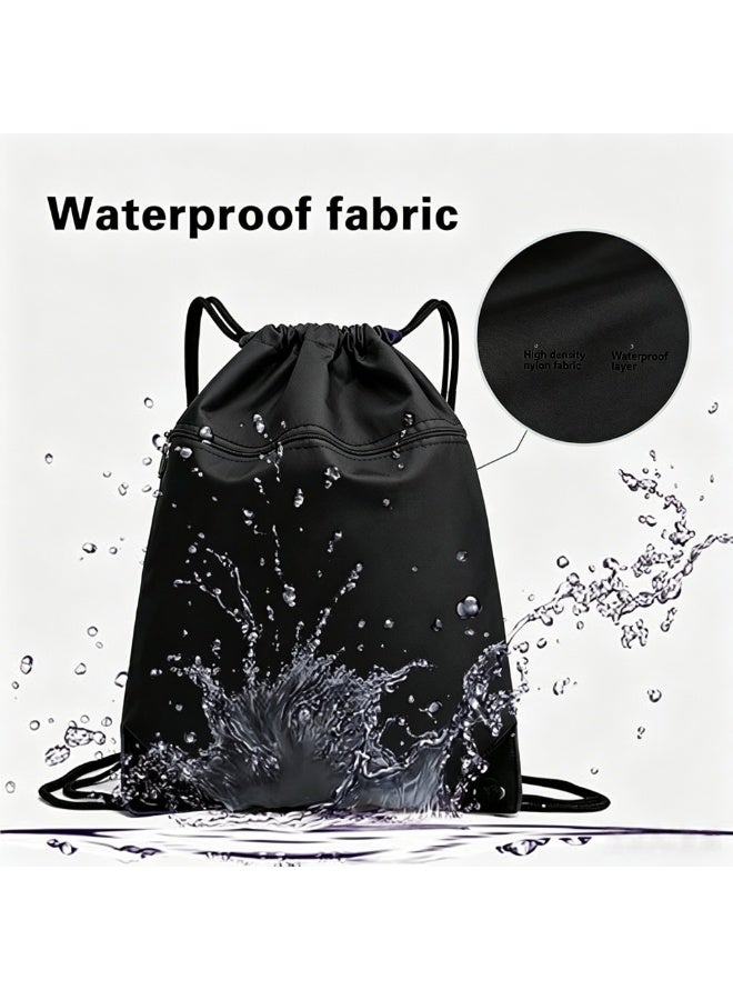 Waterproof Drawstring Backpack - Durable Gym Sackpack for Sports, Hiking, Travel & Camping | Basketball, Swim Bag with Zipper Pocket & Thick Shoulder Straps - Image 5