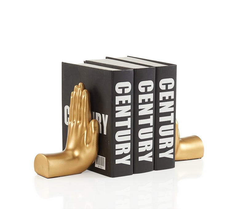 Danya B Danya B Contemporary Accent Book Shelf Decor  Hands Sculpture Bookend Set of 2 Gold 
