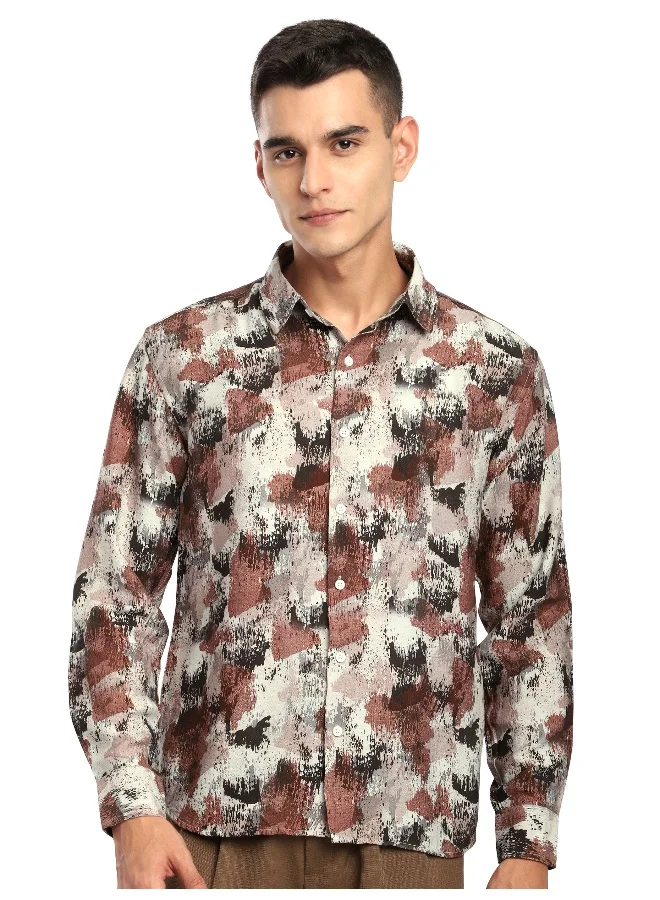 بيونغ قميص وردي مطبوع بتصميم أثيري