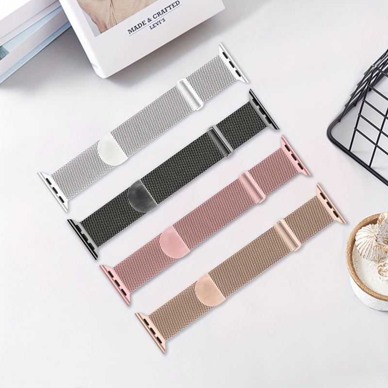3-pack أشرطة شبكية معدنية مقاس 44 مم 45 مم 46 مم 49 مم مع حلقة مغناطيسية لساعة iWatch - Image 4