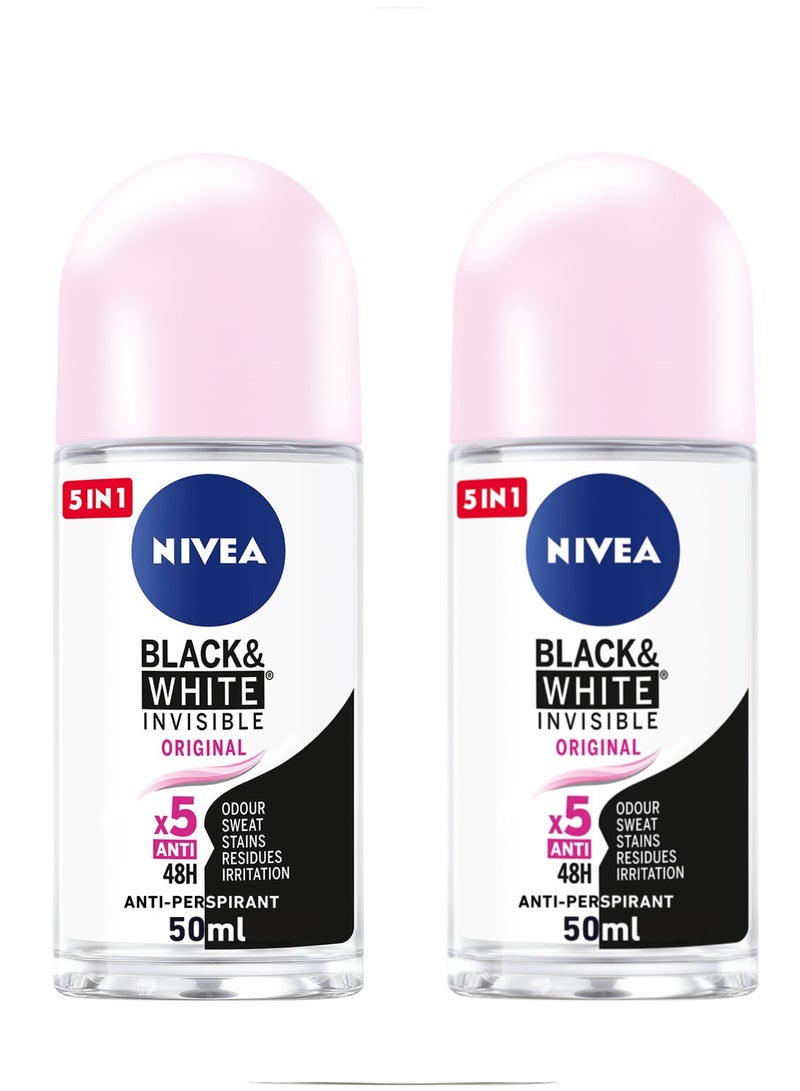 Nivea Antiperspirant Roll-On Invisible Original Pack of 2 - Image 1