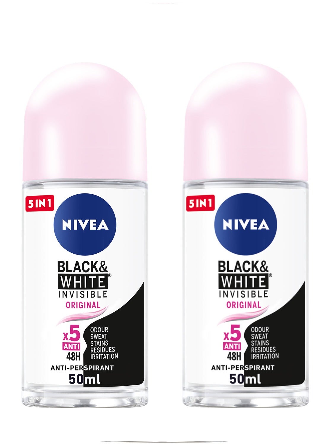 Nivea Antiperspirant Roll-On Invisible Original Pack of 2
