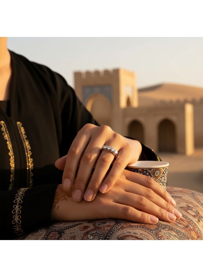 SYNSYB 3mm Moissanite Wedding Band 5-Stone Eternity Ring for Women with Luxury Gift Box, adjustable SIZE - Image 2