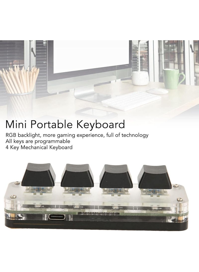 USB Mini 4 Key Keypad Mechanical Gaming Keyboard, RGB Programming Keyboard For Gaming Office Music Industrial Control Laboratory