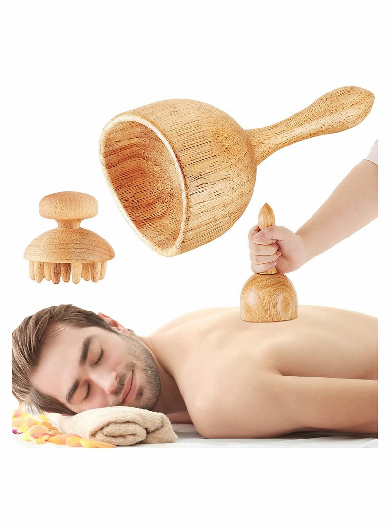 Excefore Wood Massage Tool Include Wooden Handheld Massage Cup and Mushroom Wood - Image 1
