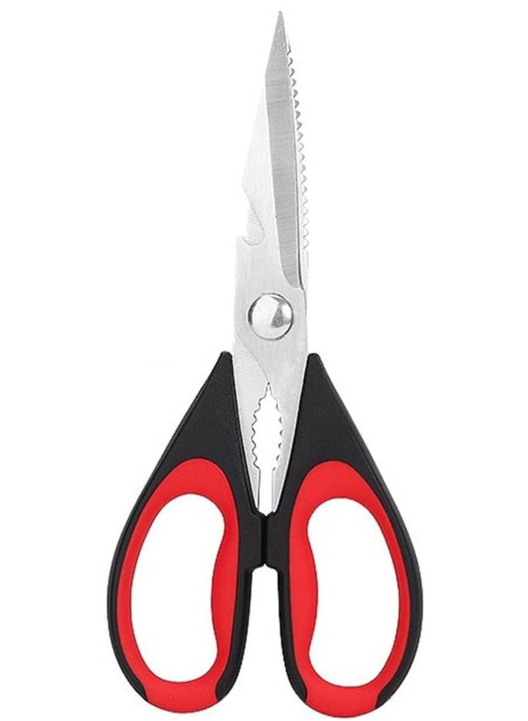 مقص مطبخ 2 في 1 مقاس 22 سم، مقصات دواجن متعددة الأغراض، آمنة للاستخدام في غسالة الأطباق، مقص طعام حاد من الفولاذ المقاوم للصدأ لتقطيع اللحوم والدجاج والخضروات والأسماك - Image 1