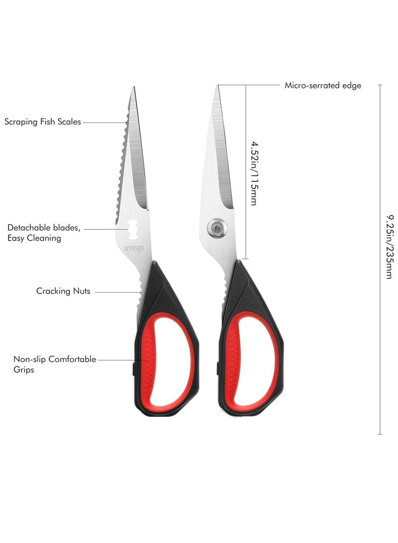 مقص مطبخ 2 في 1 مقاس 22 سم، مقصات دواجن متعددة الأغراض، آمنة للاستخدام في غسالة الأطباق، مقص طعام حاد من الفولاذ المقاوم للصدأ لتقطيع اللحوم والدجاج والخضروات والأسماك - Image 2