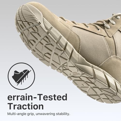 FREE SOLDIER Waterproof Hiking Work Boots Men's Tactical Boots 6 Inches Lightweight Military Boots Breathable Desert Boots(Tan 10.5) - Image 4